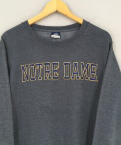 Vintage 90s Notre Dame University Pullover Gray Notre Dame Irish Sweater Irish Football