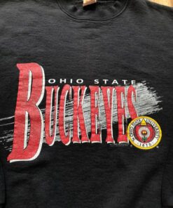 Vintage 90s Ohio State Buckeyes Black Crewneck Sweatshirt, Vintage Shirt, T shirt, Hoodie