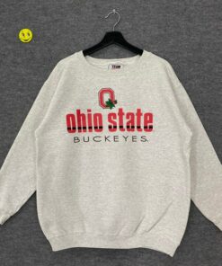 Vintage 90s Ohio State Buckeyes Sweatshirt Ohio Crewneck University Ohio State Sweater Pullover Ohio State Buckeyes Print Logo Grey