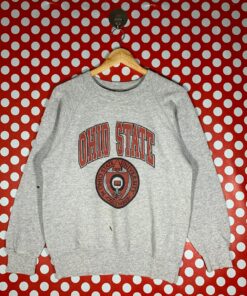 Vintage 90s Ohio State University Sweatshirt Ohio State Crewneck Ohio State Sweater Sportswear Ohio State Buckeyes Print Gray