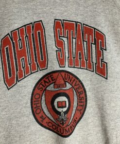Vintage 90s Ohio State University Sweatshirt Ohio State Crewneck Ohio State Sweater Sportswear Ohio State Buckeyes Print Gray