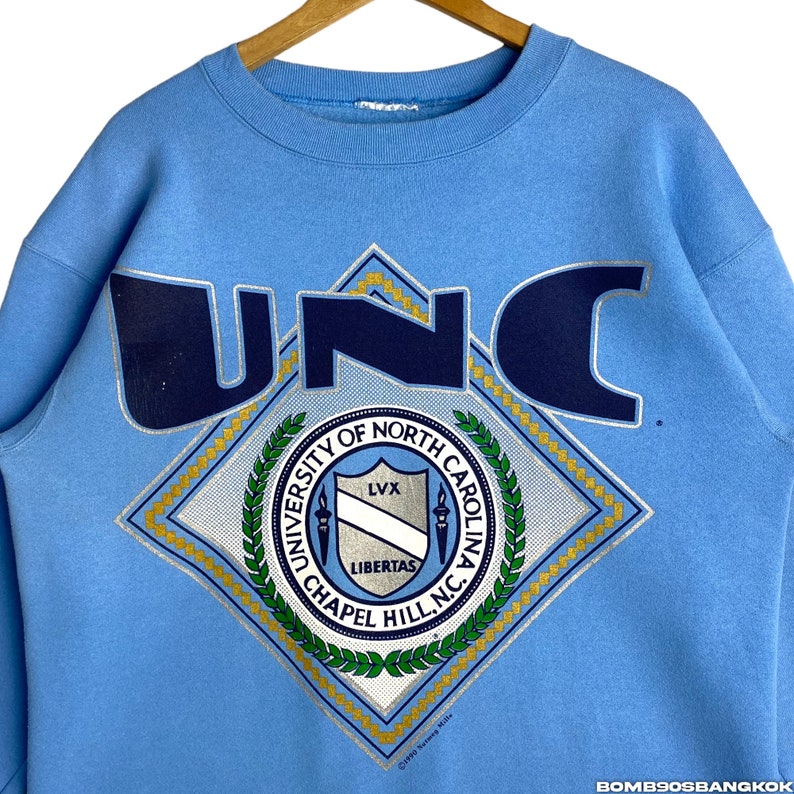 Vintage 90s UNC Nutmeg Mills University of North Carolina Crewneck Sweater Pullover Long Sleeve Sweatshirt