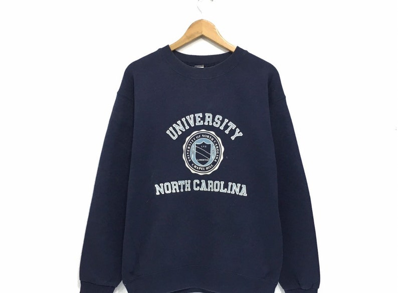 Vintage 90s University North Carolina Crewneck Sweatshirt Big Logo Spell Out Sweatshirt