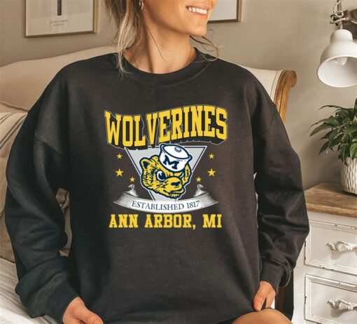 Vintage 90s University of Michigan Wolverines Crewneck Sweatshirt Hoodie Shirt
