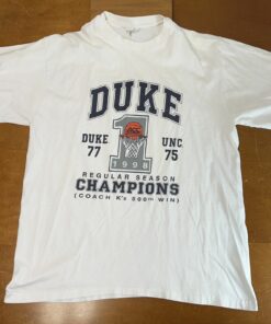 Vintage Duke Blue Devils Shirt Mens Extra Large White Short Sleeve Coach K 1998