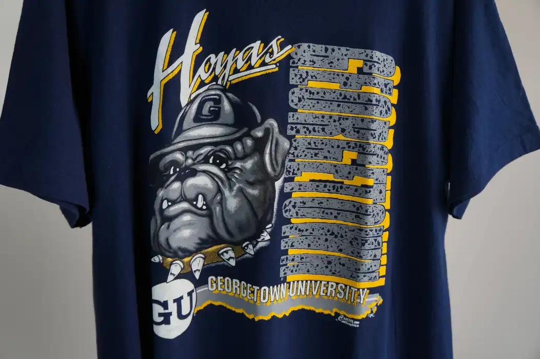 Vintage Georgetown Hoyas Big Logo Blue Shirt Made in Usa