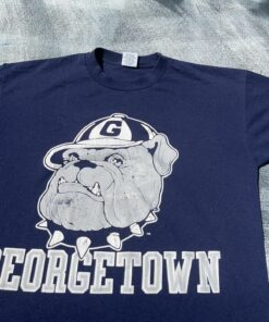 Vintage Georgetown University Hoyas Single Stitch Tee Shirt Medium Blue Thin
