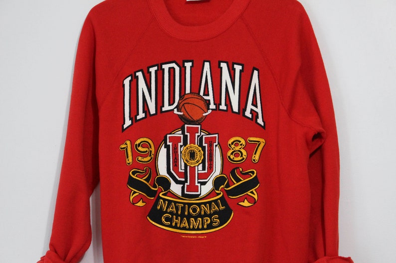 Vintage Indiana University 1987 Basketball Champions Sweatshirt, IU Sweatshirt, Indiana Hoosiers Shirt Gifts For NCAA Fans