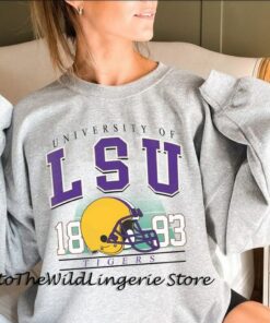 Vintage LSU Sweatshirt, NCAA LSU Tigers 1893 Football Crewneck Sweatshirt
