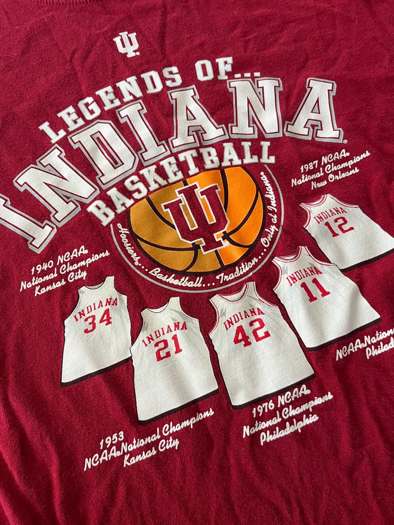Vintage Legends of Indiana University Basketball National Champions T Shirt Long Sleeve Size Medium
