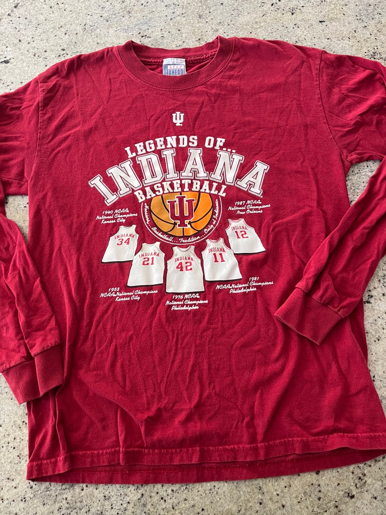 Vintage Legends of Indiana University Basketball National Champions T Shirt Long Sleeve Size Medium