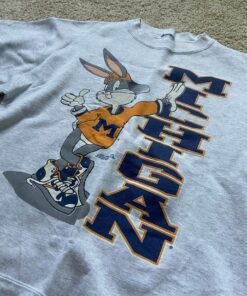 Vintage Looney Tunes Bugs Bunny University Of Michigan, Michigan Crewneck Sweatshirt, Football Michigan Sweatshirt, Michigan Fan Sweatshirt