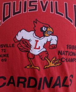 Vintage Louisville Cardinals 1986 National Champs T Shirt, Medium, University Basketball, NCAA Final Four Champions