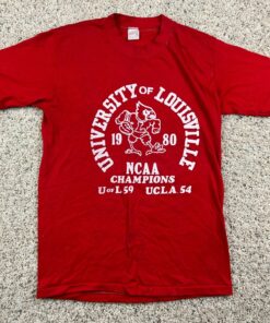 Vintage Louisville Cardinals Basketball T Shirt 1980 Champions Uofl
