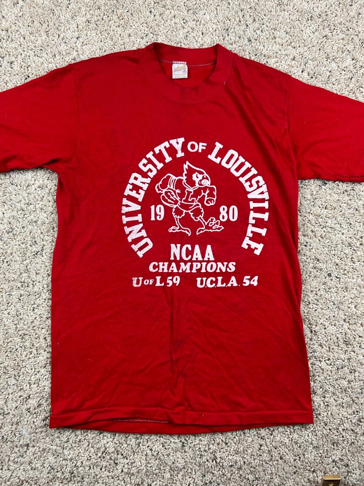 Vintage Louisville Cardinals Basketball T Shirt 1980 Champions Uofl