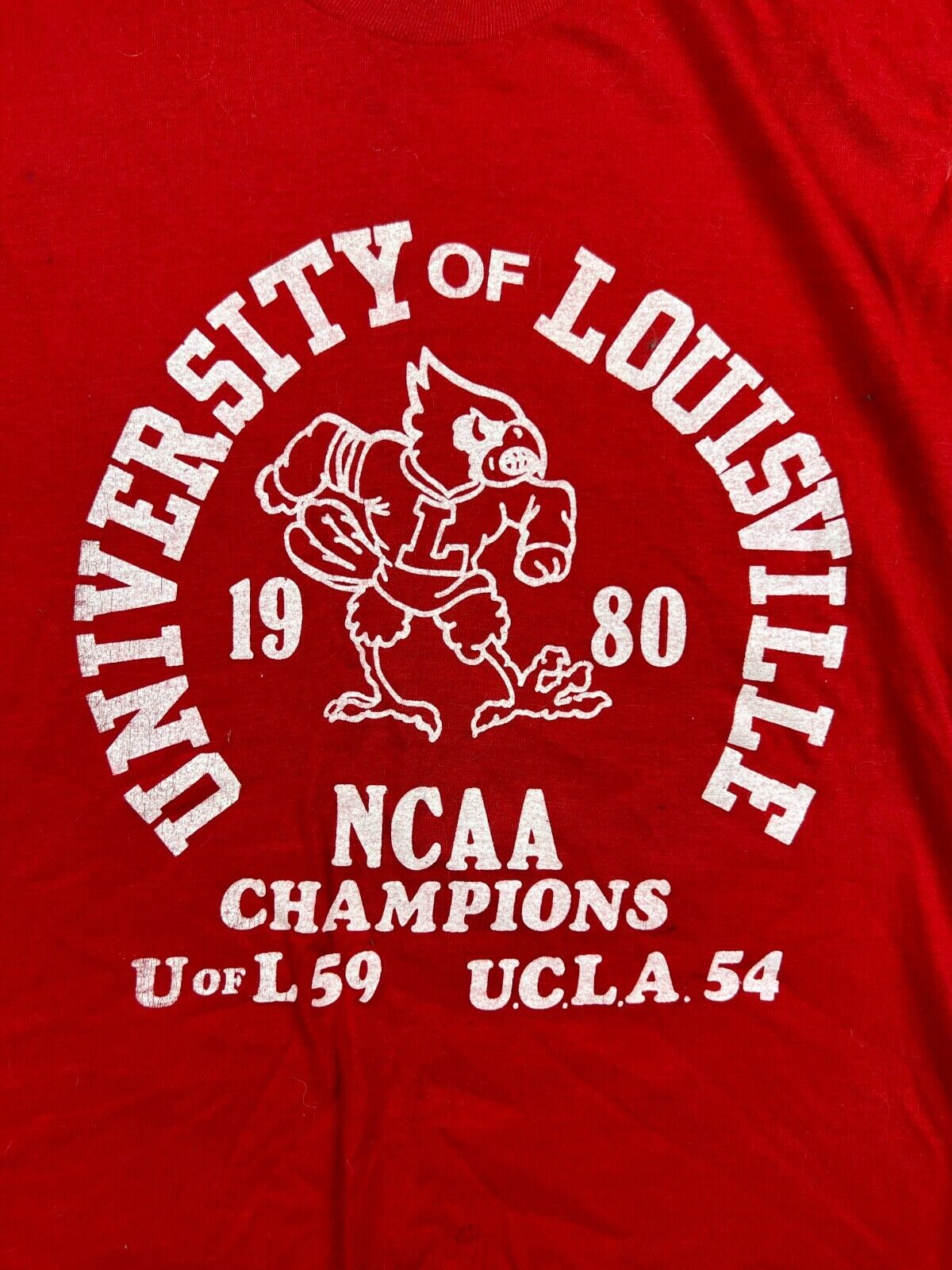 Vintage Louisville Cardinals Basketball T Shirt 1980 Champions Uofl