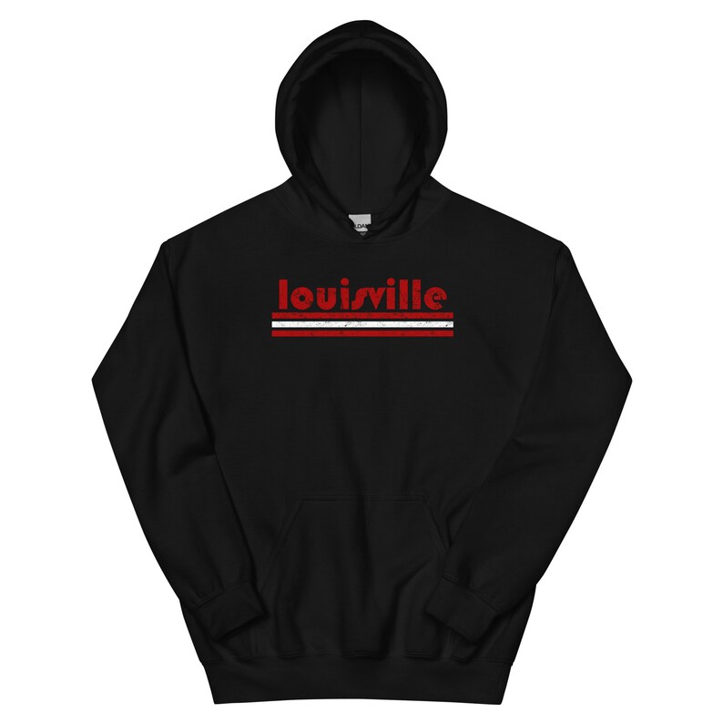 Vintage Louisville Kentucky Retro Three Stripe Weathered Unisex Hoodie