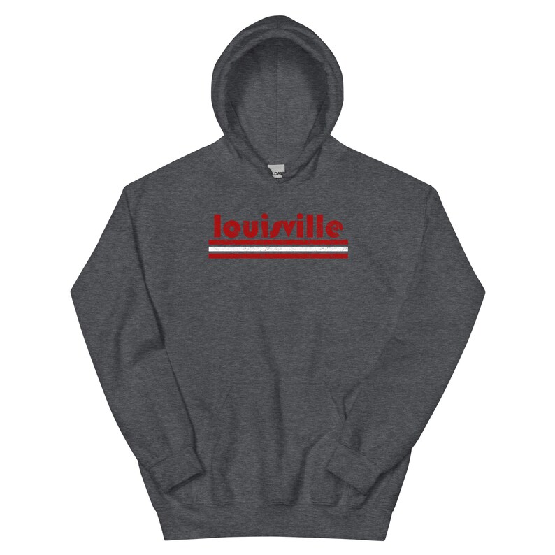 Vintage Louisville Kentucky Retro Three Stripe Weathered Unisex Hoodie