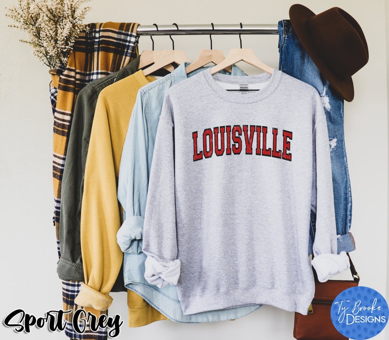 Vintage Louisville Sweatshirt, Louisville Fan Crewneck Sweatshirt, Distressed Louisville Sweatshirt, Louisville Gift, College Student gift