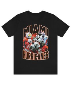 Vintage Miami Hurricanes 2001 Football Bootleg Shirt Ed Reed Sean Taylor Clinton Portis Andre Johnson Willis McGahee Johnathan Vilma