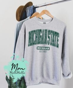 Vintage Michigan State Sweatshirt, Michigan State Fan Crewneck Sweatshirt, Distressed Michigan State Sweatshirt, Michigan State College