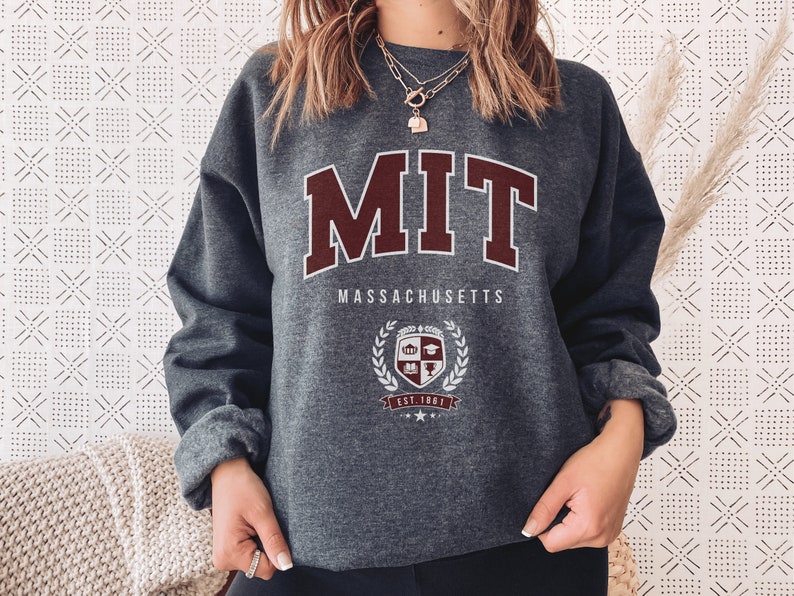Vintage MIT Sweatshirt Institute Of Technology University Sweatshirt Gray