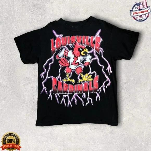Vintage NCAA Louisville Cardinals Mascot Lightning T-Shirt Reprinted, Uofl Sweatshirt, University of Louisville Sweatshirt