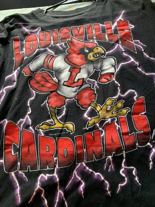 Vintage NCAA Louisville Cardinals Mascot Lightning T-Shirt Reprinted, Uofl Sweatshirt, University of Louisville Sweatshirt