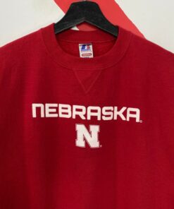 Vintage Nebraska Cornhuskers Sweatshirt Nebraska Crewneck University Nebraska Sweater Nebraska Cornhuskers Print Logo Red Youth