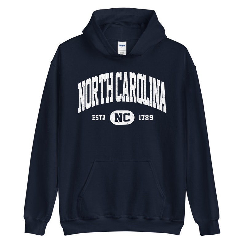 Vintage North Carolina Hoodie, Retro North Carolina Hooded Sweatshirt, Distressed Sweater College University Style NC Gifts