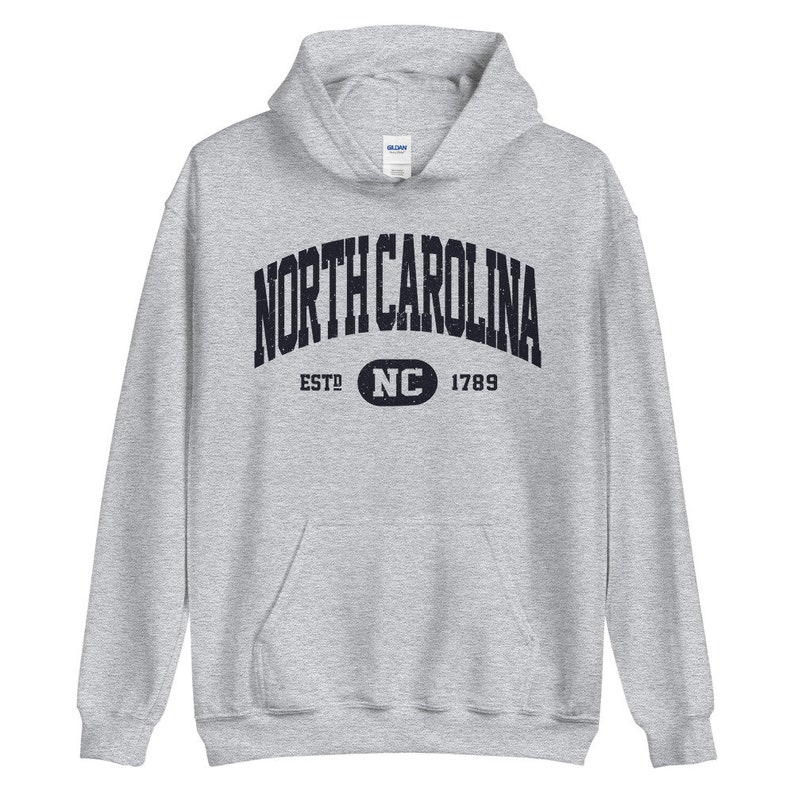 Vintage North Carolina Hoodie, Retro North Carolina Hooded Sweatshirt, Distressed Sweater College University Style NC Gifts