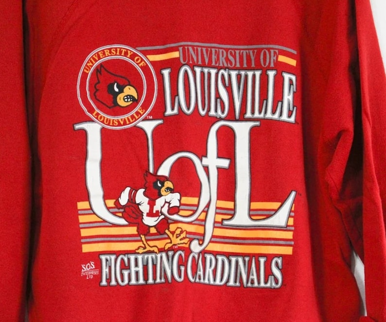 Vintage University Of Louisville Cardinals Sweatshirt, Louisville Cardinals Sweater, Vintage 90s Shirt, Gift For Her, For Him