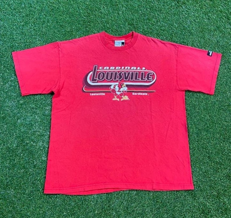 Vintage University Of Louisville Cardinals T Shirt Shirt Puma Size Xtra Large Xl Kentucky NCAA College Basketball 1990s 90s