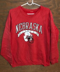 Vintage University Of Nebraska Cornhuskers NCAA Football 1980S Red Crewneck Sweatshirt, Vintage Nebraska Football Sweatshirt Small