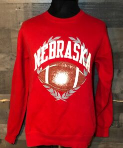 Vintage University Of Nebraska Football NCAA Red 1980S Crewneck Sweatshirt