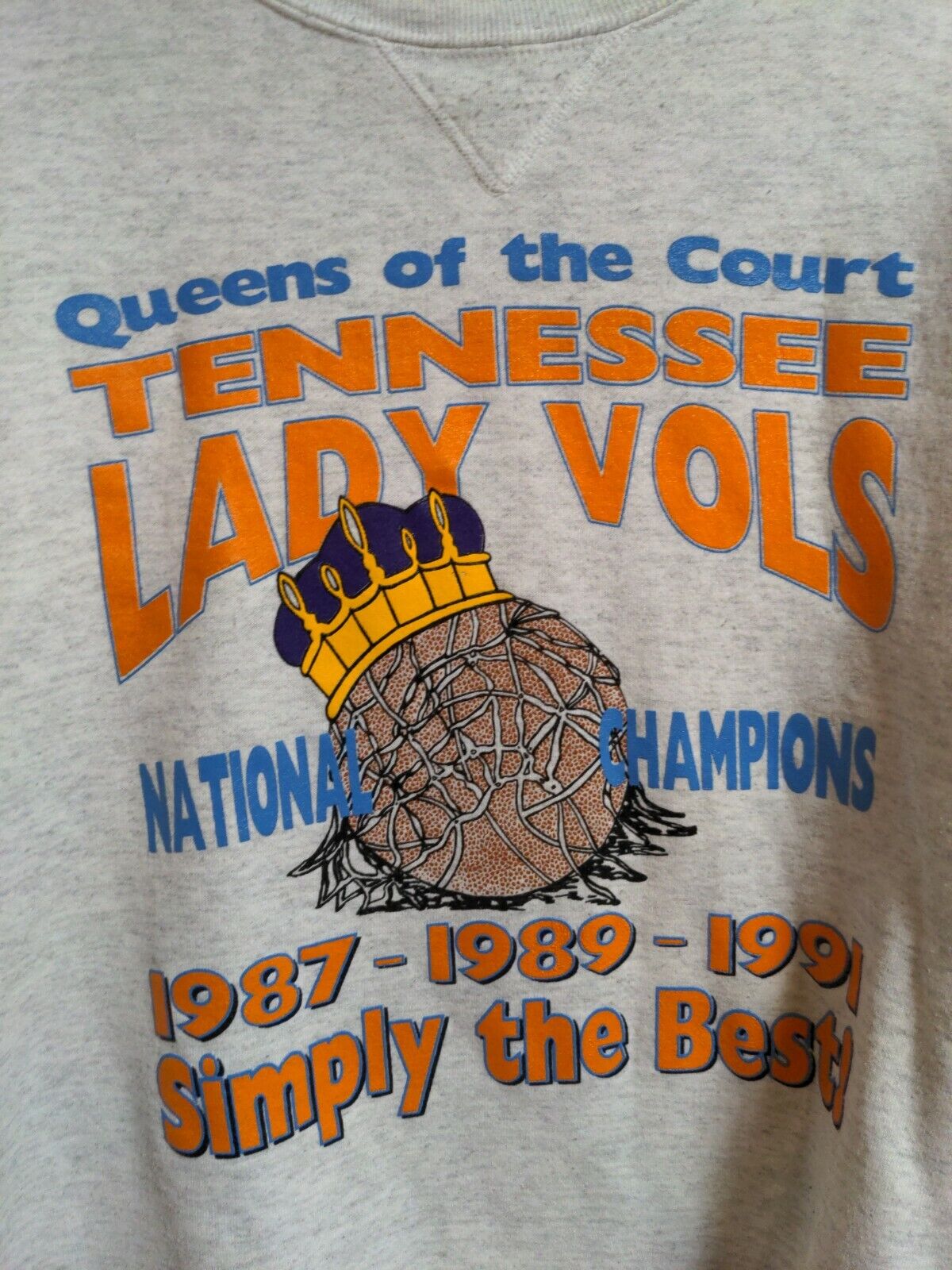 Vintage University Of Tennessee Lady Vols Basketball Champions Sweatshirt 1987 1989 1991 Simply The Best