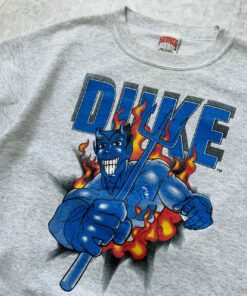 Vtg 90S Ncaa Duke Blue Devils Sweatshirt Double Side Nutmeg