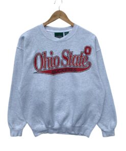 Vtg 90s OHIO STATE BUCKEYES Light Gray Colour Long Sleeve College university Sweatshirt