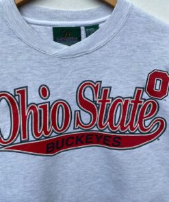 Vtg 90s OHIO STATE BUCKEYES Light Gray Colour Long Sleeve College university Sweatshirt