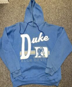 Vtg Old Varsity Brand Duke Univ Blue Devils Sports Hoodie Blue Sweatshirt