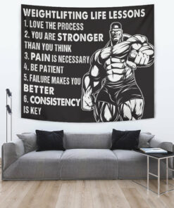 Weightlifting Life Lessons Banner Flag Tapestry For Home Gym Decor