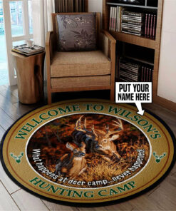 Welcom to the Hunting Camp Round Rug, Carpet