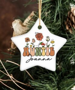 Wildflowers Enamel Ceramic Ornament For Auntie, Personalized Funny Creative Unique Idea Gift For Auntie, Pregnancy Announcement, Aunt To Be