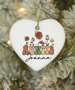 Wildflowers Enamel Ceramic Ornament For Auntie, Personalized Funny Creative Unique Idea Gift For Auntie, Pregnancy Announcement, Aunt To Be