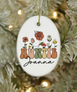 Wildflowers Enamel Ceramic Ornament For Auntie, Personalized Funny Creative Unique Idea Gift For Auntie, Pregnancy Announcement, Aunt To Be