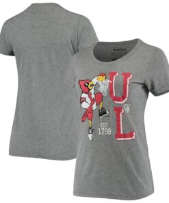 Women'S Homefield Heathered Gray Louisville Cardinals Vintage Dunking Cardinal T-Shirt