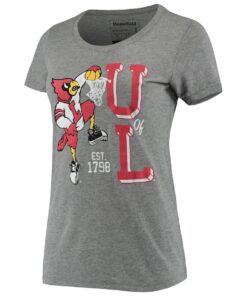 Women'S Homefield Heathered Gray Louisville Cardinals Vintage Dunking Cardinal T-Shirt