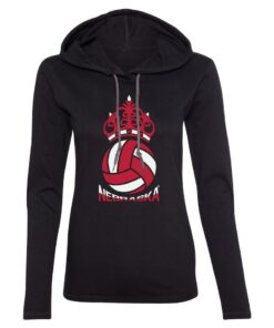 Womens Nebraska Volleyball Crown Huskers Shirt Cornhusker Shirt Nebraska Cornhuskers Tshirt Hooded T-Shirt 5-Time National Champions Crown