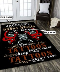 Personalized Tattoo Studio Area Rug For Living Room Bedroom Decor