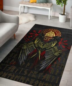 Vikings Valknut And Ravens Tattoo Viking Area Rug